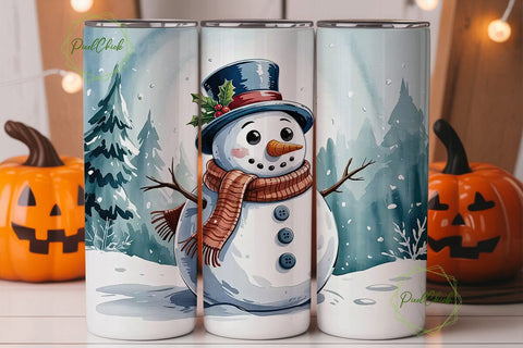 Snowman Christmas 20oz Tumbler Wrap Sublimation PixelChick 