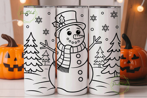 Snowman Christmas 20oz Tumbler Wrap Sublimation PixelChick 