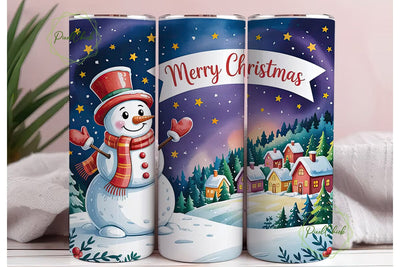 Snowman Christmas 20oz Tumbler Wrap Sublimation PixelChick 