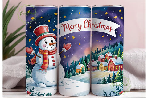 Snowman Christmas 20oz Tumbler Wrap Sublimation PixelChick 