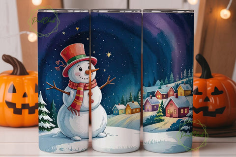 Snowman Christmas 20oz Tumbler Wrap Sublimation PixelChick 
