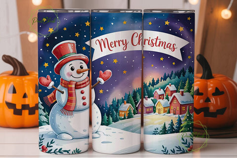 Snowman Christmas 20oz Tumbler Wrap Sublimation PixelChick 