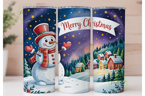 Snowman Christmas 20oz Tumbler Wrap Sublimation PixelChick 