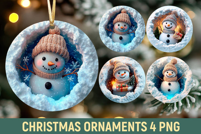 Snowman christmas ornament, 3d christmas ornament, sublimation Sublimation KMarinaDesign 