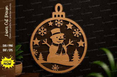 Snowman Christmas Ornament Laser Cut SVG Design SVG Regulrcrative 