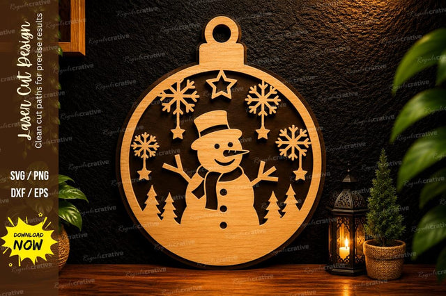 Snowman Christmas Ornament Laser Cut SVG Design SVG Regulrcrative 