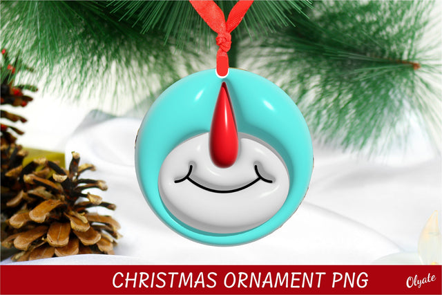 Snowman Christmas Ornament PNG. 3D Inflated Design PNG Sublimation Olga Terlyanskaya 