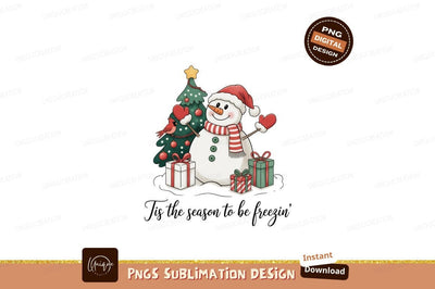 Snowman Christmas Tree Gifts Cardinal image Sublimation Designangry 