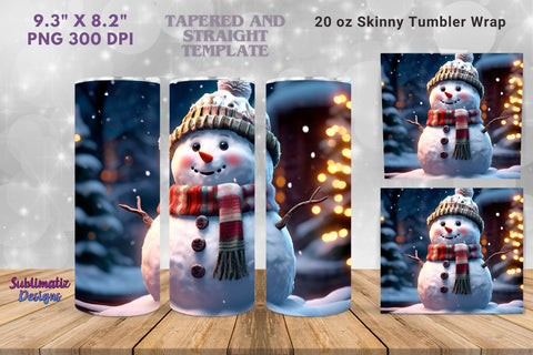 Snowman Christmas Tumbler Wrap 20 oz | 20 oz Skinny Tumbler Wrap Sublimation Christmas Design Sublimation Sublimatiz Designs 