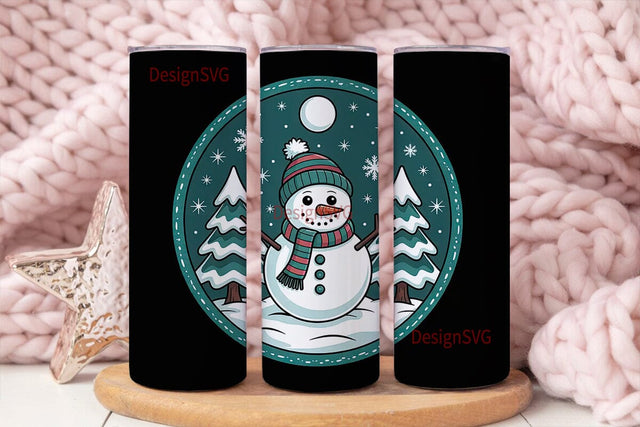 Snowman Christmas Tumbler Wrap Sublimation DesignSVG 