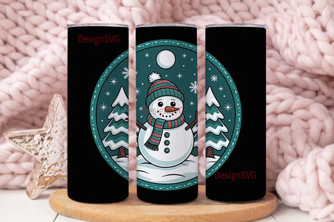 Snowman Christmas Tumbler Wrap Sublimation DesignSVG 