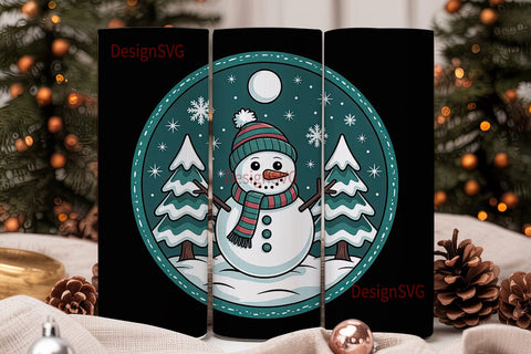 Snowman Christmas Tumbler Wrap Sublimation DesignSVG 