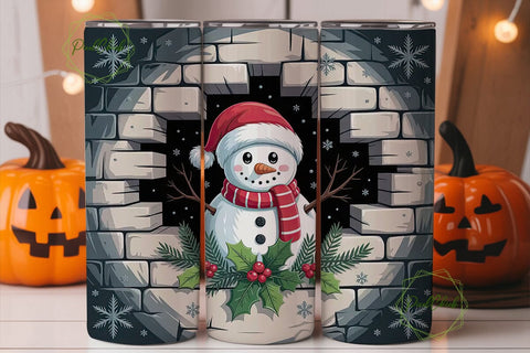 Snowman Christmas Tumbler Wrap Sublimation PixelChick 