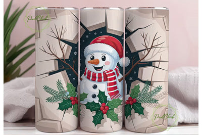 Snowman Christmas Tumbler Wrap Sublimation PixelChick 