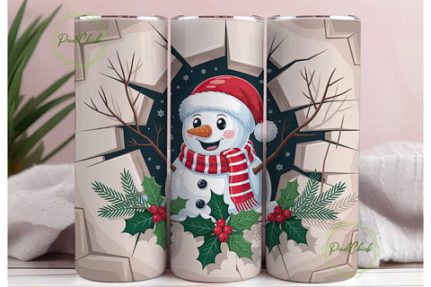 Snowman Christmas Tumbler Wrap Sublimation PixelChick 
