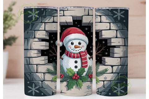 Snowman Christmas Tumbler Wrap Sublimation PixelChick 