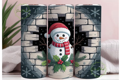 Snowman Christmas Tumbler Wrap Sublimation PixelChick 