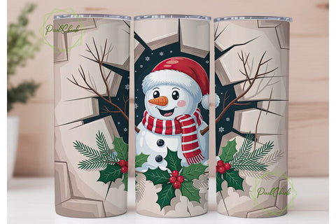 Snowman Christmas Tumbler Wrap Sublimation PixelChick 