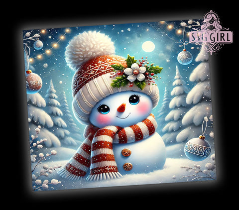 Snowman Christmas Winter Festive Holiday Tumbler Wrap, 20oz Holiday Drinkware, Winter Sublimation, Festive Tumbler Design, Holiday Gifts, Cute Snowman Design Sublimation SvggirlplusArt 