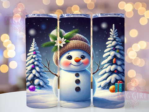 Snowman Christmas Winter Festive Holiday Tumbler Wrap, 20oz Holiday Drinkware, Winter Sublimation, Festive Tumbler Design, Holiday Gifts, Cute Snowman Design Sublimation SvggirlplusArt 