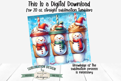 Snowman Coffee | Seamless 20 oz Sublimation Tumbler Design Sublimation Ewe-N-Me Designs 