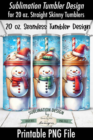 Snowman Coffee | Seamless 20 oz Sublimation Tumbler Design Sublimation Ewe-N-Me Designs 