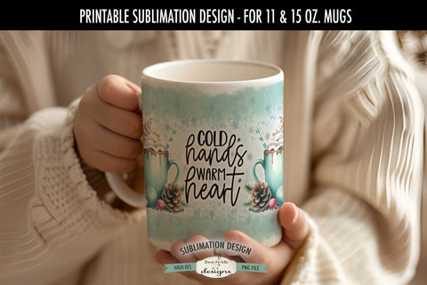 Snowman Cold Hands Warm Hearts 11 & 15 oz Mug Sublimation Design Sublimation Ewe-N-Me Designs 