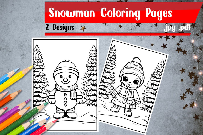 Snowman Coloring Pages | Winter Coloring Pages SVG zafrans studio 