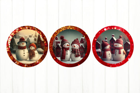 Snowman Couple Ornament Bundle. Christmas Ornament Bundle PNG Sublimation Olga Terlyanskaya 