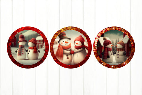 Snowman Couple Ornament Bundle. Christmas Ornament Bundle PNG Sublimation Olga Terlyanskaya 