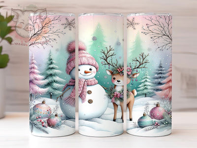 Snowman Deer Christmas Tumbler, Christmas Sublimation Design, Festive Holiday Snowman Art, 20oz Christmas Tumbler, Whimsical Deer Mug, Cozy Winter Cup, Seasonal Holiday Wrap Sublimation Lara' s Designs 