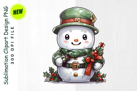 Snowman Dressed as Toy Soldier with Wreath Sublimation Clipart Sublimation Regulrcrative 