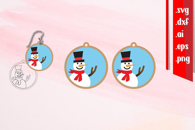 Snowman Earrings | Cut and Score Earrings SVG zafrans studio 