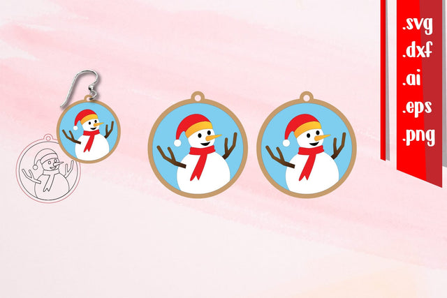Snowman Earrings|Cut and Score Earrings SVG zafrans studio 