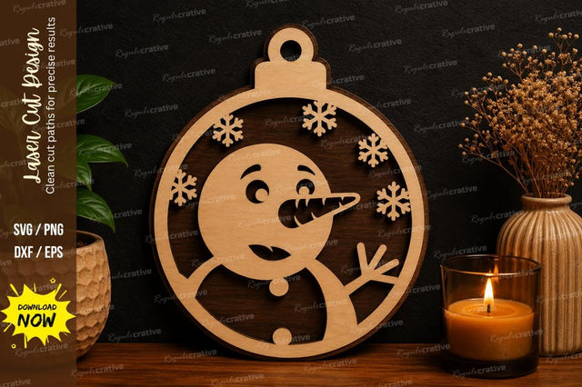 Snowman Face Ornament SVG Laser Cut Svg Design SVG Regulrcrative 