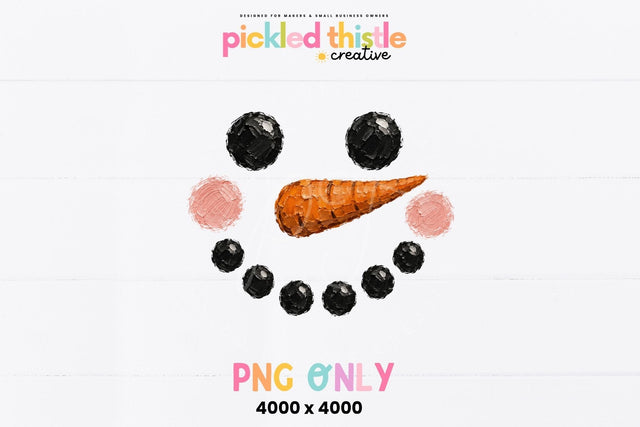 Snowman Face PNG, Christmas Snowman Digital Download Sublimation Pickled Thistle Creative 
