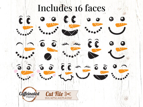 Snowman Faces Bundle SVG Caffeinated SVGs 