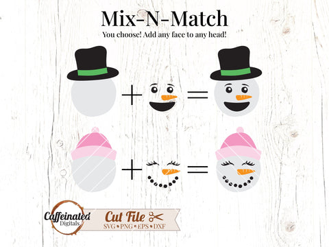 Snowman Faces Bundle SVG Caffeinated SVGs 