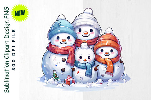 Snowman Family Building a Snow Fort Sublimation Clipart Sublimation Regulrcrative 
