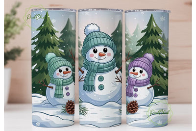 Snowman Family Christmas 20oz Tumbler Sublimation PixelChick 