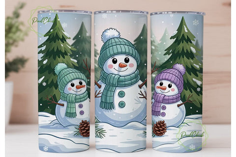 Snowman Family Christmas 20oz Tumbler Sublimation PixelChick 