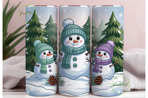 Snowman Family Christmas 20oz Tumbler Sublimation PixelChick 