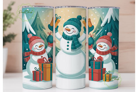 Snowman Family Christmas 20oz Tumbler Sublimation PixelChick 