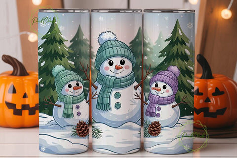 Snowman Family Christmas 20oz Tumbler Sublimation PixelChick 