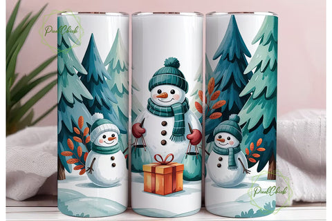Snowman Family Christmas 20oz Tumbler Sublimation PixelChick 