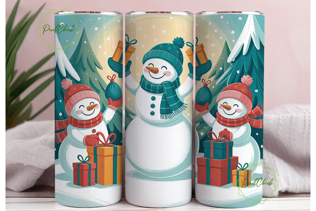 Snowman Family Christmas 20oz Tumbler Sublimation PixelChick 