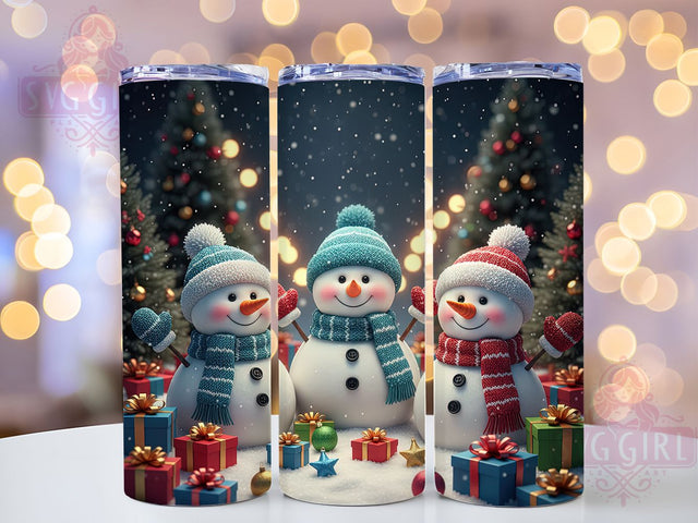 Snowman Family Christmas Tumbler, Snowman with Presents Sublimation Design, Festive Holiday Cup Art, 20oz Xmas Tumbler, Whimsical Snowman Mug, Stylish Christmas Cup, Cozy Holiday Wrap Sublimation SvggirlplusArt 
