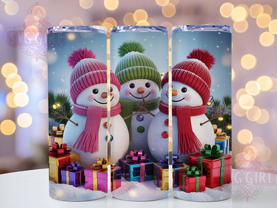 Snowman Family Christmas Tumbler, Snowman with Presents Sublimation Design, Festive Holiday Cup Art, 20oz Xmas Tumbler, Whimsical Snowman Mug, Stylish Christmas Cup, Cozy Holiday Wrap Sublimation SvggirlplusArt 