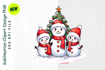 Snowman Family Decorating Christmas Tree Sublimation Clipart Sublimation Regulrcrative 