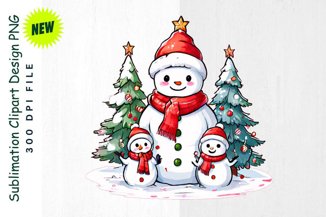 Snowman Family Decorating Christmas Tree Sublimation Clipart Sublimation Regulrcrative 